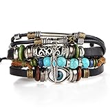 wensltd Ausverkauf. Herren Geflochten Leder Edelstahl Armreif Armband Fashion, Damen, grün, Size:Diameter 6cm(Adjustable Size)