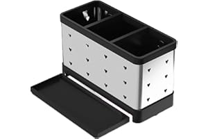 Asdazrxy Portaposate Scolaposate, Scola Posate Da Cucina, Scolaposate Da Lavello, Scolaposate Acciaio, Porta Posate da Tavola, 3 Scomparti, per Riporre Bacchette, Coltelli, Forchette, Ecc