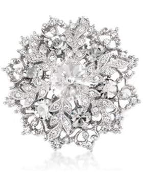 Weihnachten Geschenk - Weiß Blume - Swarovski Kristall Elements - Schneeflocke Brosche