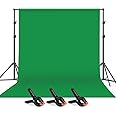 Andoer Green Screen Background with Stand, 6.6x10ft Washable Backdrop Kit with 3 Clamps and Carry Bag for Portrait Video Shooting Background Removal Vlog YouTube Tiktok