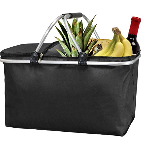 Einkaufskorb faltbar von JEMIDI Korb Einkaufstasche Faltkorb Falt Körbe Shopper Picknickkorb Schwarz