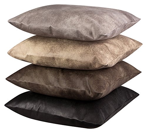 Kissenhülle Kissenbezug Lederoptik Kuschelkissen Tabago (50x50, braun)