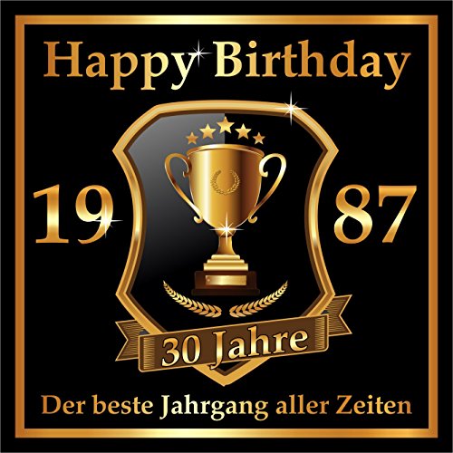 1 St. Aufkleber Original RAHMENLOS® Design: Selbstklebendes Flaschen-Etikett zum 30. Geburtstag: 1987 Der beste Jahrgang