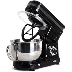 Duronic SM100 BK Robot pâtissier de cuisine / Batteur sur socle compact avec batteur / mélangeur / pétrisseur - Bol en inox de 4 litres et couvercle idéal pour pains, brioches, pâtisserie, crêpes