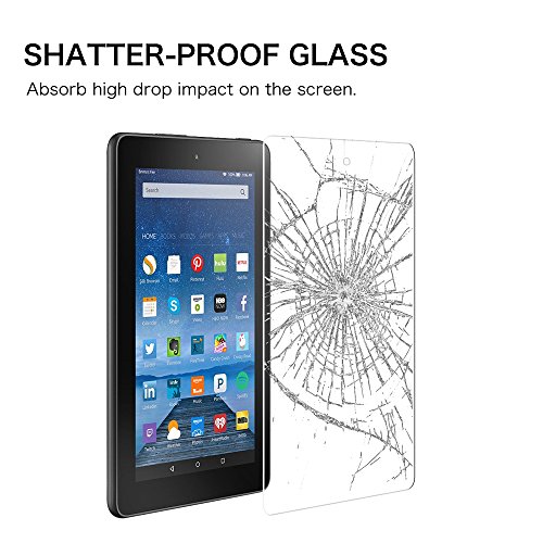 Fintie Folie Panzerglas für Amazon Fire 7 Zoll (2015 Modell) – [9H Härtegrad] Premium HD klar [stark kratzfest] Hartglas Panzerglas Displayschutzfolie Glasfolie Tempered Glass Screen Protector - 4