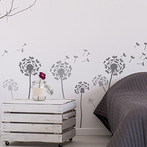 Diente De Leon Flotante Semillas Plantilla Pared Hogar