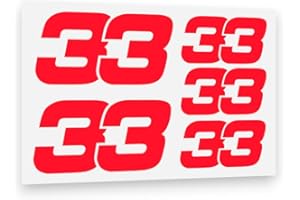 PIGGYSTICKERS Max Verstappen 33 Autocollants en vinyle rouge fluorescent 2 x 80 mm / 3 x 50 mm F1 Formula 1