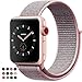 Produktbild Einfach Armbanduhr Sport Loop Band, Klettverschluss Verstellbarer Verschluss Handgelenk Gurt Leicht Atmungsaktiv Nylon Ersatz Band für Apple Armbanduhr Nike +, Serie 3/2/1, Sport, Edition (38, Pale Pink & Pink Sand)