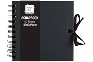 SIXSTORE Album per album di ritagli in carta kraft di qualità, misura piccola, grande/grande, con nastro (nero, 20 cm x 20 cm, 50 fogli)