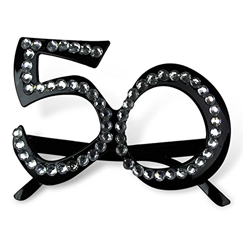 HC-Handel 923424 Party-Brille „50 Jahre“ mit Strasssteinen schwarz 14 x 9 cm - 3