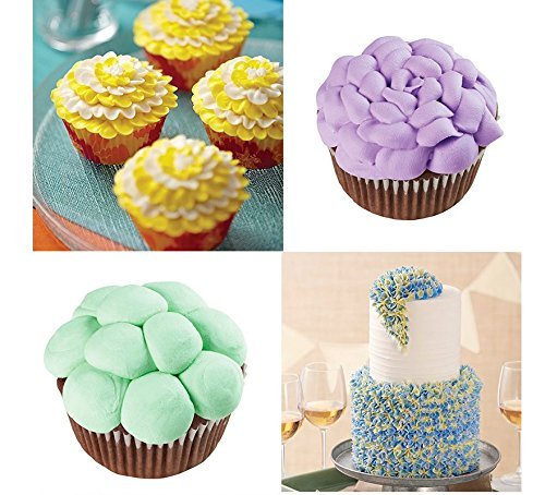 Spritztüllen Set, Seacue 22 Stücke Set Zum Dekorieren Von Kuchen, mit 11 kleine spritztüllen/ 4 große Spritztüllen/ 1 Gras Spritztüllen/ 1 Puffs Spritztüllen/ 2 Verbindungsstücke/ 1 Reinigungsbürste/ 2 Silikongebäckbeutel, Perfekt für Pralinen, Plätzchen, Keksen, Kuchen und Torten Deko decorating tools aus Edelstahl - 6