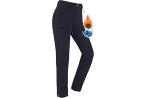 Vzteek Damen-Softshellhose-Thermohose-Wanderhose-Skihose-Wasserdicht-Winter-Warm-Gefüttert Regenhose Trekkinghose Kletterhose Outdoor Hosen für Damen 4 Reißverschlusstaschen