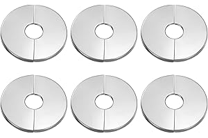 sourcing map 6pcs Wall Split Flange 0.67" (17mm) Stainless Steel Round Self-Adhesive Split Flange Pipe Cover Clip-on Escutcheon Collar for Floor Ceiling Bathroom Kitchen Toilet
