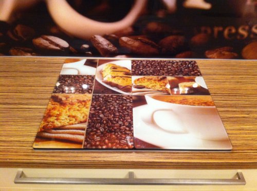 MQ 2x Glas Abdeckplatte Herdabdeckplatte Herdabdeckung Ceranfeld Induktions-Feld Kaffee Cafe Design Neu - 3