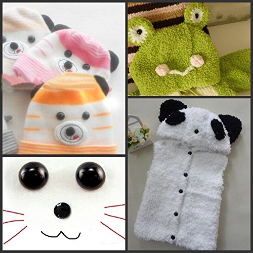 10 mm massive Augen Schwarz Kunststoff Sicherheit Augen für Bär Puppe Handpuppe Plüschtier - 4