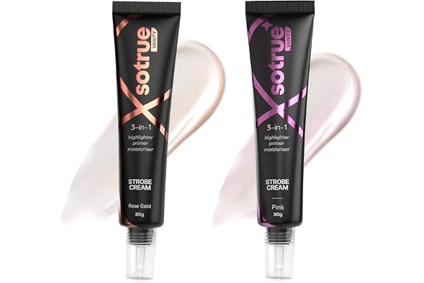 Sotrue Strobe Cream Combo Pack of 2, Rose Gold and Pink - 30gm Each Primer + Highlighter + Moisturizer Intense Hydration Flawless Radiant Dewy Skin Illuminating & Glowing Makeup Base