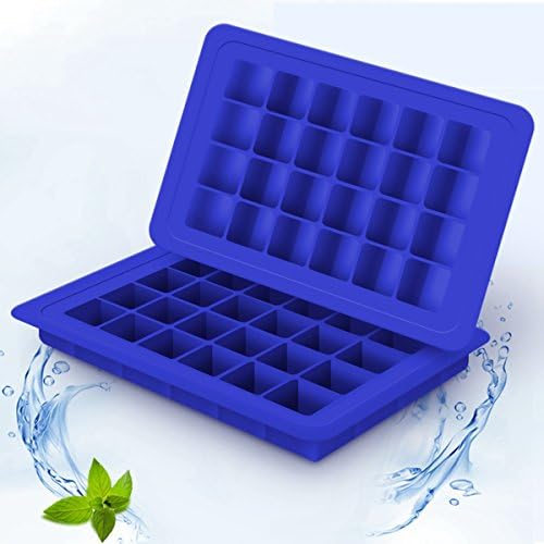 BTSHOW Ice Cube Trays Silicone Molds BPA Free 48-Cavity / Mini Square Cubes 2-Pack Chocolate Candy Molds Ice Maker for Whiskey Baby Food Storage Conatiners ,No Odor or Aftertaste (Blue)