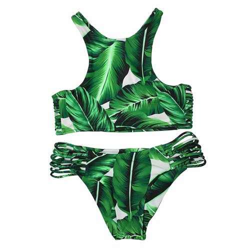 YaoDgFa Strand Damen Bikini Set Bademode Badeanzüge Bikinis für Frauen Mädchen Bandeau Neckholder Push Up mit Bügel - 3