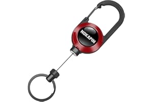 NOKAPIN Retractable Badge Reels,Retractable Keyring,Key Lanyard Belt Clip Badge Holder Pull Reel, Zinc Alloy Carabiner Badge Holder Reel, Retractable ID Badge Holder with 26.5” Steel Cord, 10 oz
