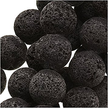 Healthy Clubs Yigo Runde Perlen aus echter schwarzer Lava, a