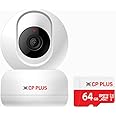 CP PLUS 3MP Full HD Smart Wi-Fi CCTV Home Security Camera | 360° with Pan Tilt | 2 Way Talk | Motion Alert | Night Vision | 64GB Card SD Card in Box (Up to 128 GB) | Alexa & Google Support | CP-E36AM