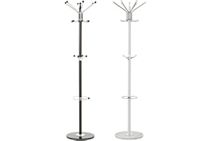 BURAKH Coat Marble Base Stand Freestanding Garment Jacket Rack Umbrella Cloths Hanger Free Standing Clothes/Hat Rack | Coat Rack for Entryway/Hallway (White)