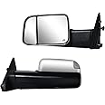 Brovw Pair Towing Mirrors fit 09-16 for Dodge Ram 1500 2500 3500 with Turn Signal Light Power Heated Chrome cap Set Left+Right