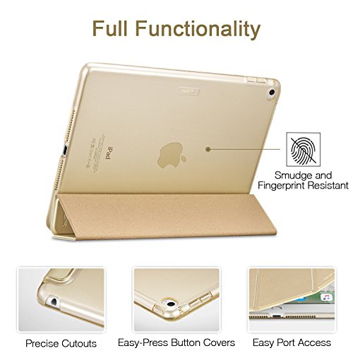iPad Air 2 Hülle, ESR® Yippee Bildserie Auto aufwachen / Schlaf Funktion Wickelfalz Ledertasche mit Lichtdurchlässig Rückseite Abdeckung Schutzhülle für iPad Air 2 / iPad 6 (Champagner Gold) - 6