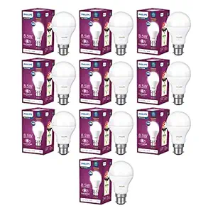 Philips Ace Saver 8.5W B22 LED Bulb, Crystal White, Pack of 10