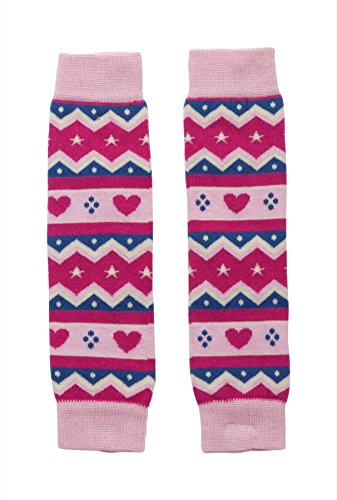 Piccalilly Organic Cotton Pink & Blue Baby Girls Fair Isle Leg Warmers