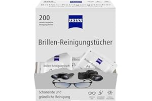 ZEISS Toallitas de limpieza de gafas con alcohol 200 unidades para una limpieza suave y profunda de tus gafas. Cada paño se empaqueta individualmente. Ideal para viajes o viajes
