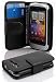 Produktbild HTC WILDFIRE S Hülle in SCHWARZ von Cadorabo - Handyhülle mit Kartenfach für HTC WILDFIRE S Case Cover Schutzhülle Etui Tasche Book Klapp Style in OXID SCHWARZ