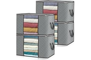 DIRECT GLOBAL TRADING 6 Pack Soft Grey Extra Large Strong Clothes Storage Bags Foldable Storage Box Moving Bags with Carry Handles