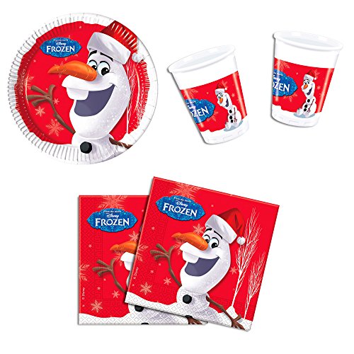 Preisvergleich Produktbild Unbekannt 36-teiliges Frozen Olaf Weihnachten Party-Set inkl. Pappteller, Kunststoffbecher und Papierservietten