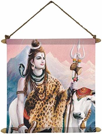TheYaYaCafe Lord Shiva with Nandi Lord Shiva Wall Paintings/Hangings Canvas Scroll Poster for Home Decor - 15x20 inches