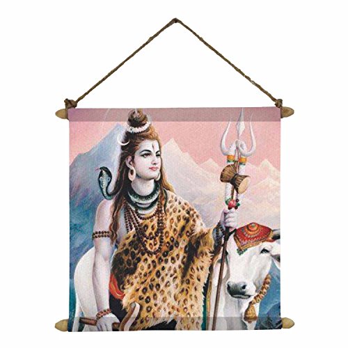 TheYaYaCafe Lord Shiva with Nandi Lord Shiva Wall Paintings/Hangings Canvas Scroll Poster for Home Decor - 15x20 inches