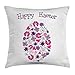 Produktbild FAFANI Easter Throw Pillow Cushion Cover, Spring Season Holiday Themed Illustration with Blossoming Flowers Butterflies, Decorative Square Accent Pillow Case, 18 X 18 inches, Purple Pink Black