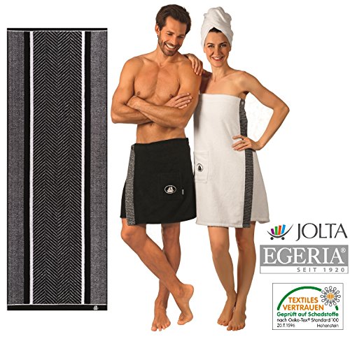 EGERIA® BLACK & WHITE SAUNA SERIE Saunatuch, Kimono, Kilt, Sarong sales by JOLTA® (Herren Kilt Black)