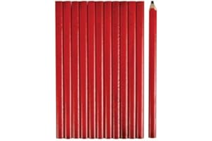 Toolland Ensemble de 12 crayons de charpentier professionnels, pour des marquages de précision et une puissance de marquage fiable, 175 mm