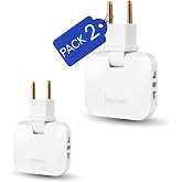 【Pack of 2】 Flat Plug | Flat Wall Socket with 3 Outlets Swivel 180&ordm; | Thief Plug | Flat Plugs Back Furniture | Thief Plug | T