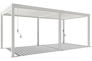 Weide Deluxe Pergola mit Lamellendach I Rostfreie & Robuste Voll-Aluminium Pavillon freistehend I Optimaler Schutz vor Sonne & Regen Dank verstellbarem Aluminium-Lamellen (Weiß, 3 x 6 M)