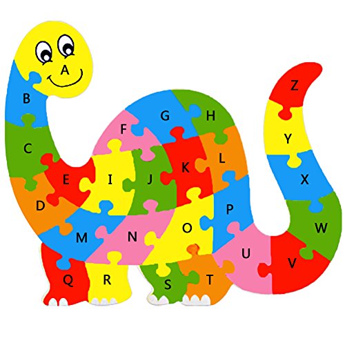 Skyblue-uk Kids Jigsaw Wooden Puzzle Letter Alphabet Dinosaur A To Z