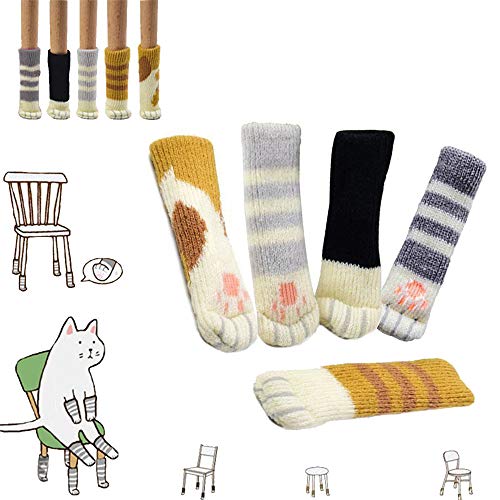 examen Yakamoz 20pcs 5 Set Chaussettes Chaise en Forme Chat Mignon Pieds de Meuble Chaise Pieds Couvertures Patins de Table Fantaisie Anti-dérapage