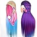 Neverland Beauty 26" Cosmetology Mannequin Head 100% Synthetic Hair Rainbow Color, Practice Training Hair Styling Mannequin Head with Table Clamp Holder UK Stock