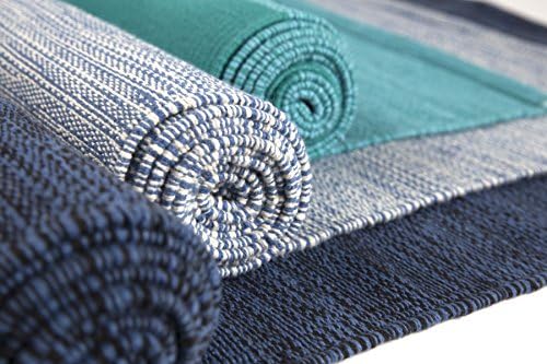 Elephant Yoga Organic Cotton Yoga Rug Extra Wide - Handwoven and Eco Friendly - Ideal for Ashtanga Mysore Hot Yoga Pilates Power Yoga (Navy Blue)