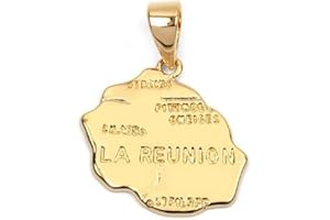 LINE.BIJOUX Pendentif "carte Réunion"plaqué or 750/000 garanti sans nickel