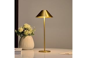 Bojim Gold Table Lamp LED Touch Battery Operated USB Rechargeable for Home, Modern Brass Lamps Portable Wireless Bedside Reading IP54 Waterproof Cordless Lights Outdoor Garden Kitchen