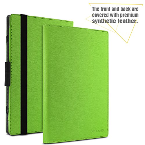Lenovo Yoga Book Hülle Case, Infiland Slim Fit Folio PU-lederne dünne Kunstleder Schutzhülle Cover Tasche für Lenovo Yoga Book 25,65cm (10,1 Zoll Full HD) 2-in-1 Tablet PC(mit Auto Schlaf / Wach Funktion, Tablet und Tastatur sind nicht entgehaltet)(Grün) - 2
