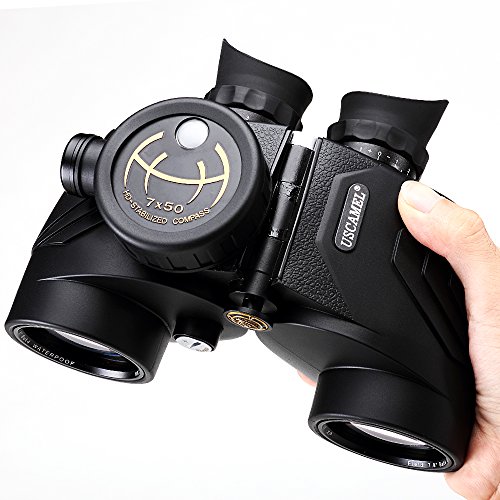 USCAMEL® 7x50 Rangerfinder and Compass Binoculars - Sports Military Optics Scope Waterproof Shockproof Binocular Telescope - Black