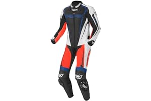 ‎BERIK Berik Race-X 1-Teiler Motorrad Lederkombi, schwarz/weiß/rot/blau, 56